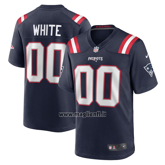 Maglia NFL Game New England Patriots Keion White 2023 NFL Draft Pick Blu